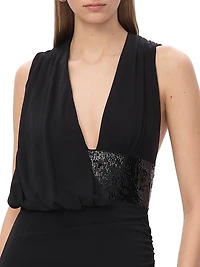 The Lucille Sequin-Embellished Jersey Plunge Gown