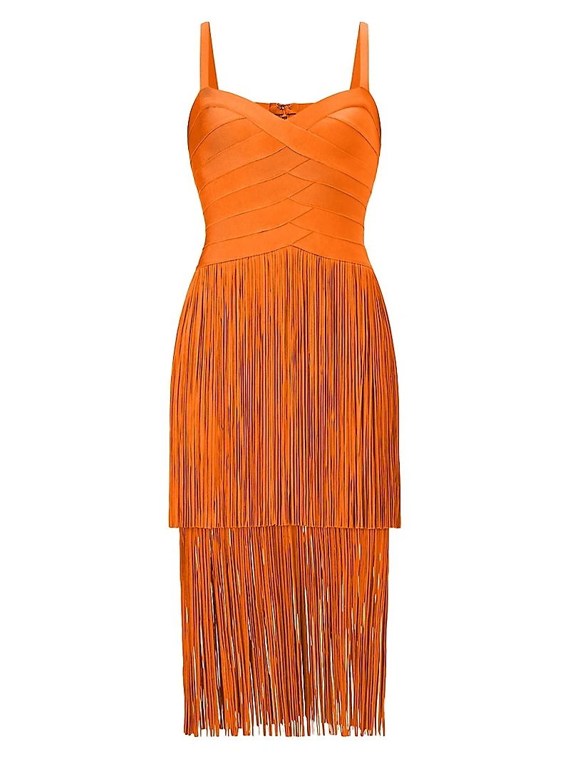 The Georgia Bandage Fringed Tiered Midi-Dress