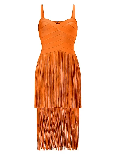 The Georgia Bandage Fringed Tiered Midi-Dress