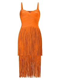 The Georgia Bandage Fringed Tiered Midi-Dress