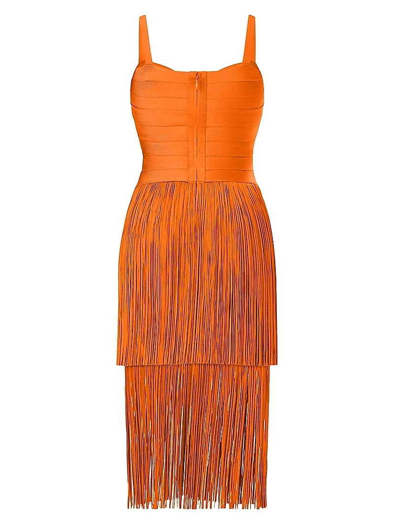 The Georgia Bandage Fringed Tiered Midi-Dress