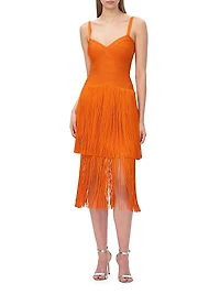 The Georgia Bandage Fringed Tiered Midi-Dress