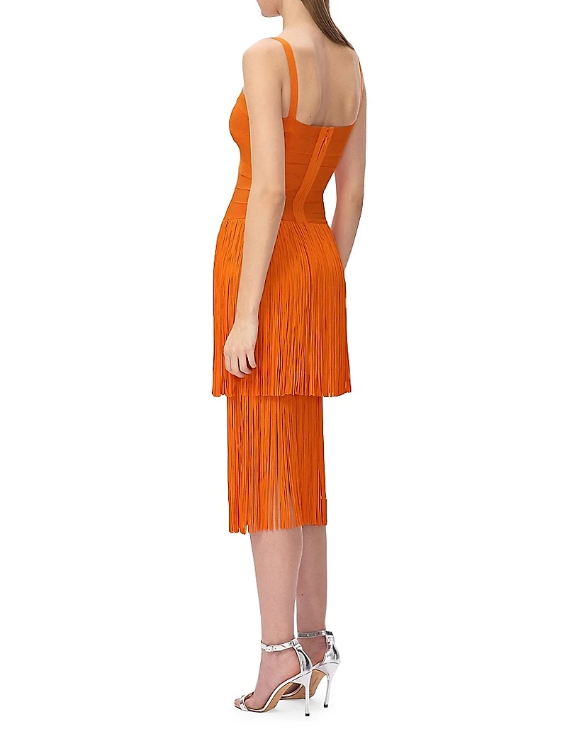 The Georgia Bandage Fringed Tiered Midi-Dress