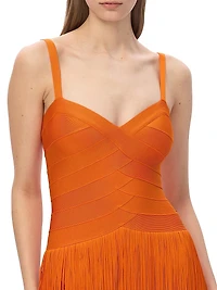 The Georgia Bandage Fringed Tiered Midi-Dress