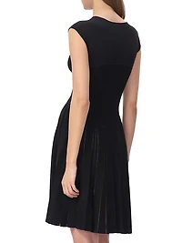 The Annabel Pleated Knit Boatneck Midi-Dress