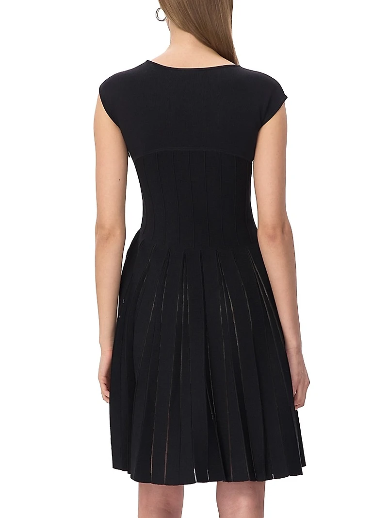 The Annabel Pleated Knit Boatneck Midi-Dress
