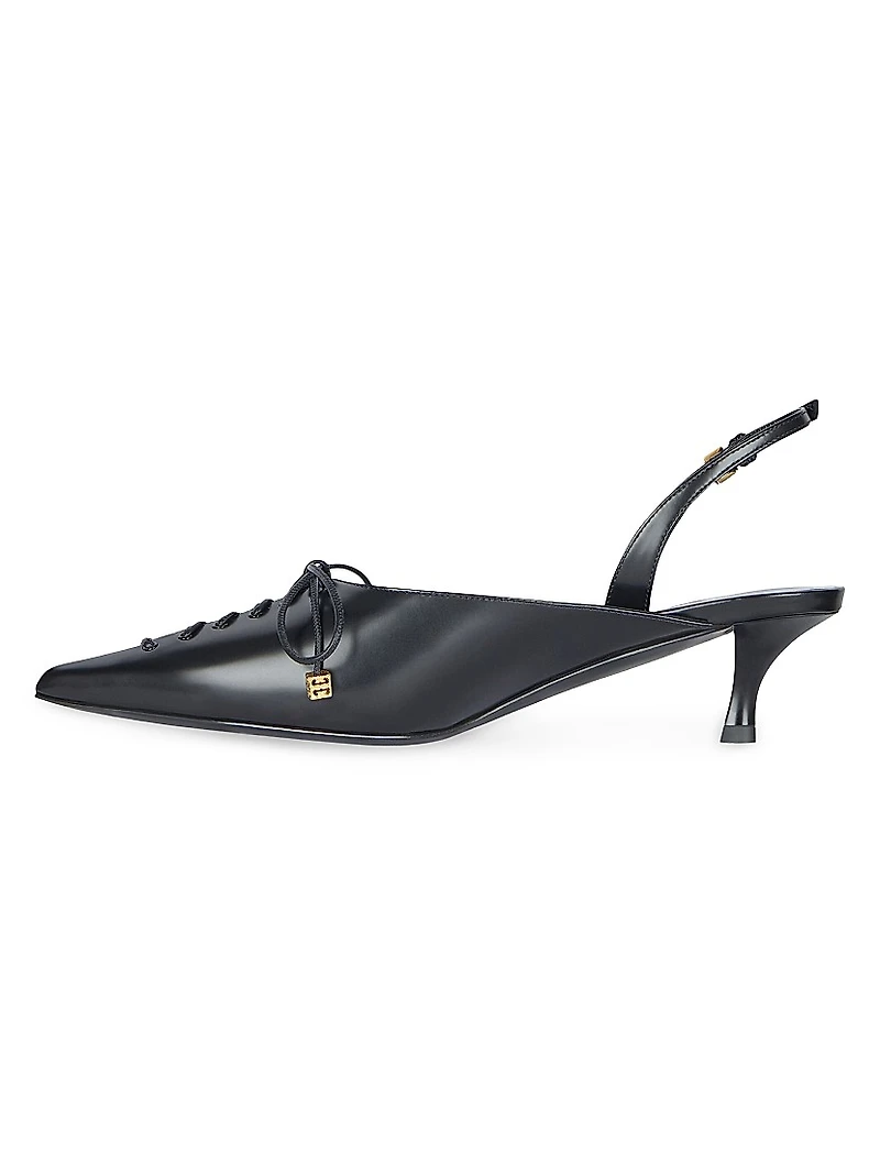 Lace-Up Slingback Pumps Leather