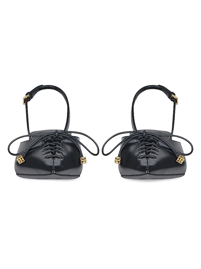 Lace-Up Slingback Pumps Leather