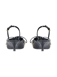 Lace-Up Slingback Pumps Leather