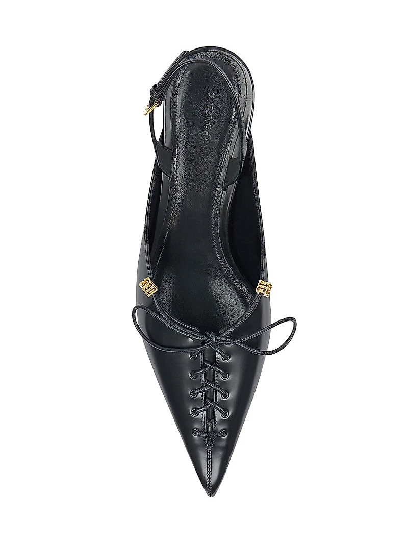 Lace-Up Slingback Pumps Leather