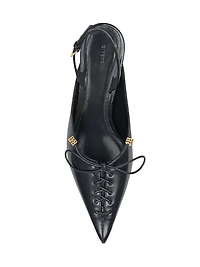 Lace-Up Slingback Pumps Leather