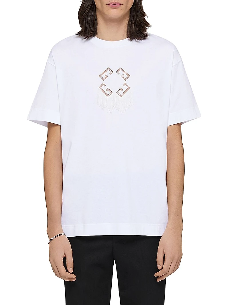 T-Shirt Cotton Monogram 72 with Lace and Fringe