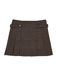Elle Pleated Plaid Tweed Miniskirt