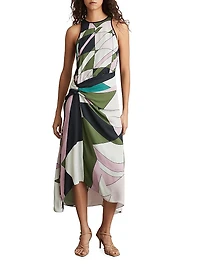 Geometric Gathered Midi-Dress