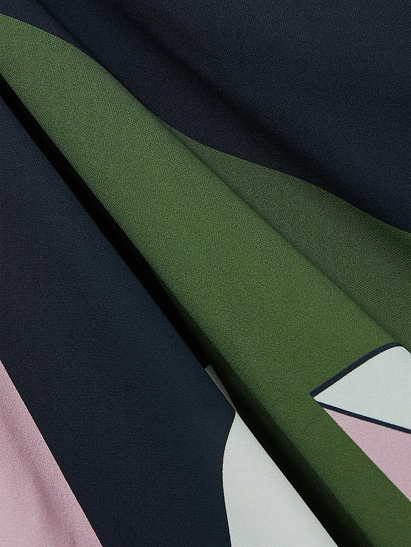 Geometric Gathered Midi-Dress