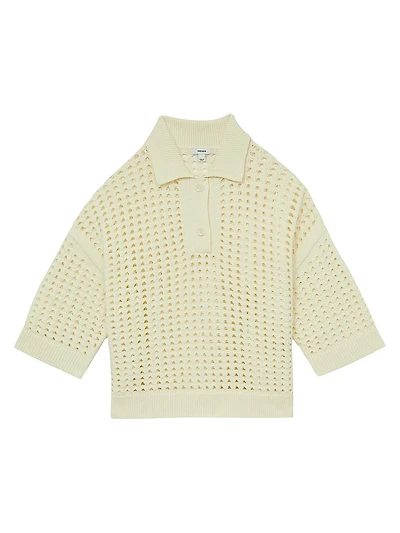 Oversized Crochet Polo Shirt