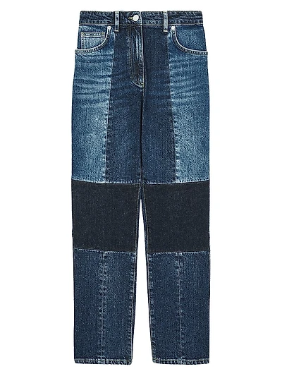 Patchwork Straight-Leg Jeans