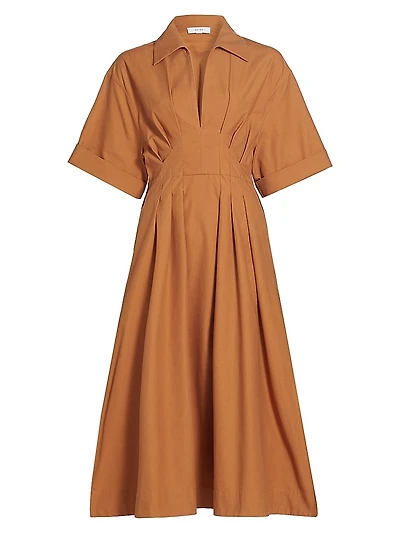 Aubrey Pleated Cotton Poplin Shirtdress