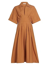 Aubrey Pleated Cotton Poplin Shirtdress