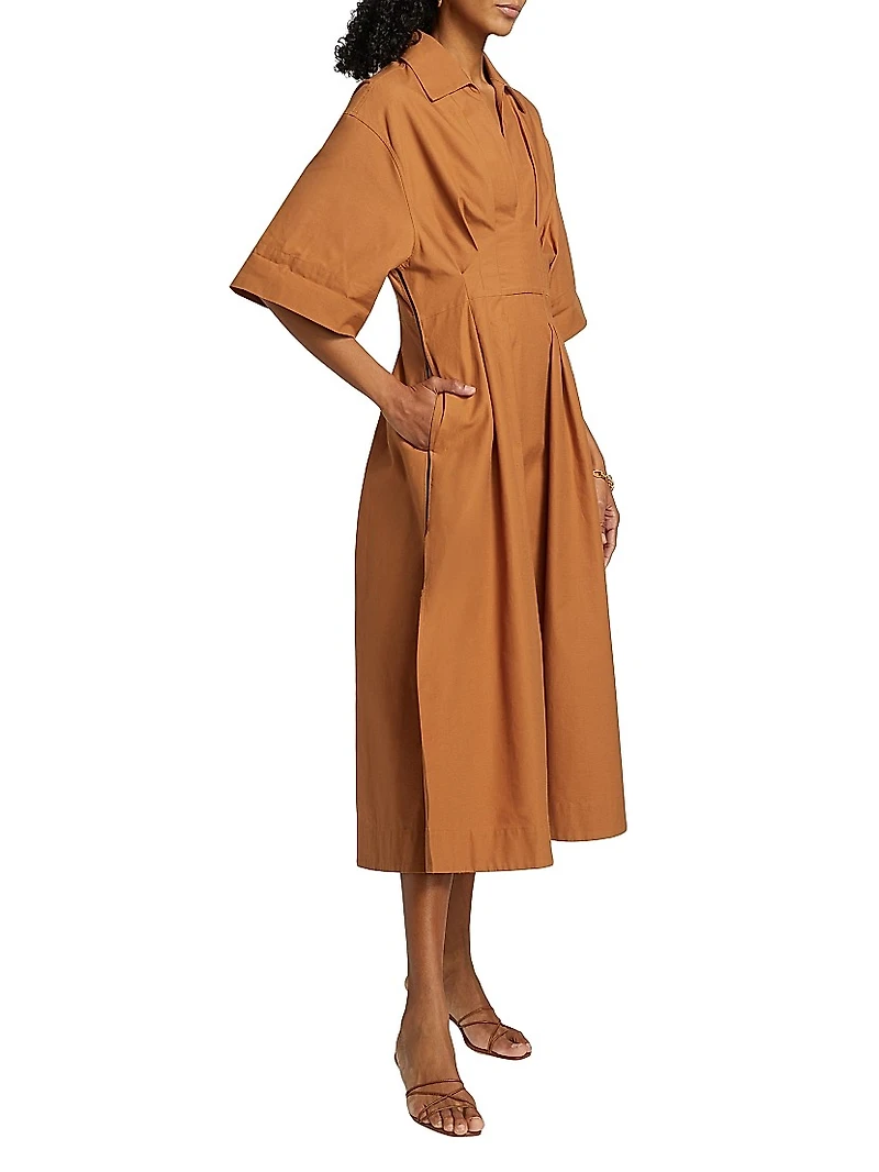 Aubrey Pleated Cotton Poplin Shirtdress