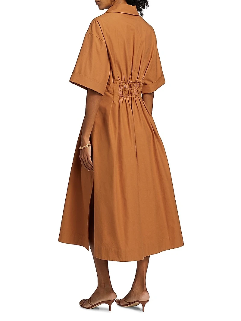 Aubrey Pleated Cotton Poplin Shirtdress