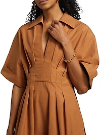 Aubrey Pleated Cotton Poplin Shirtdress