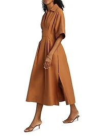Aubrey Pleated Cotton Poplin Shirtdress