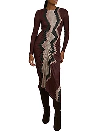 Jersey Ruched Printed Midi-Dress