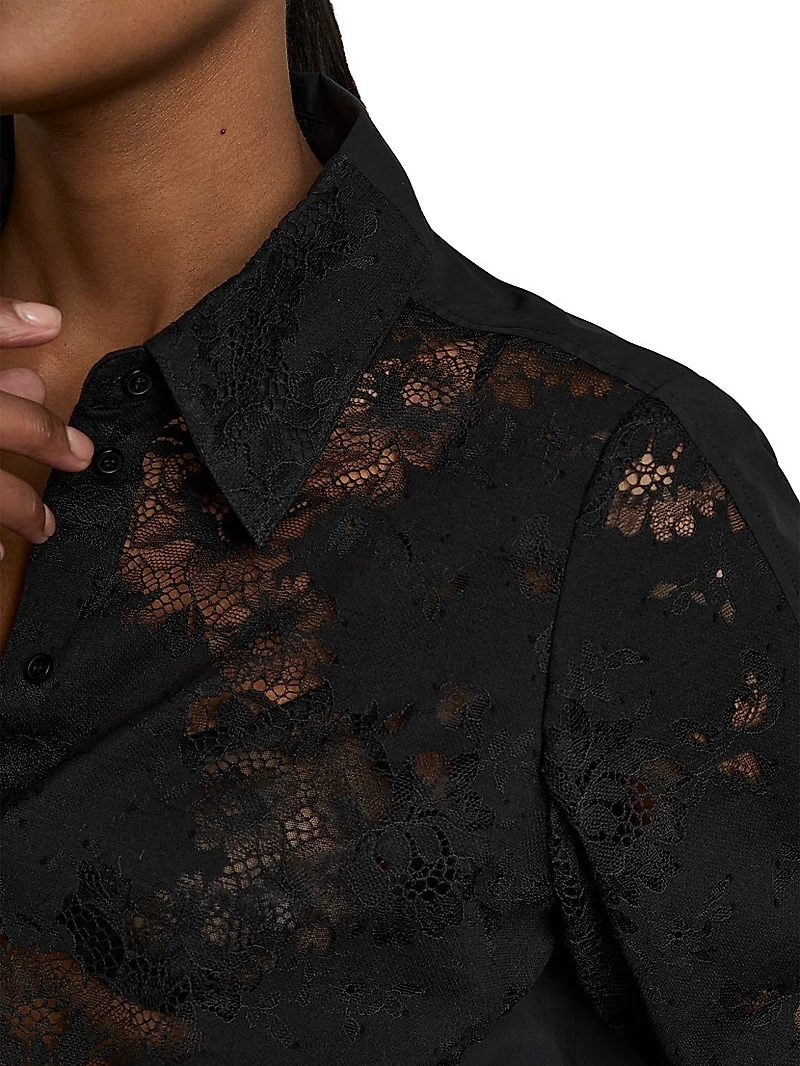 Lacey Lace-Front Blouse