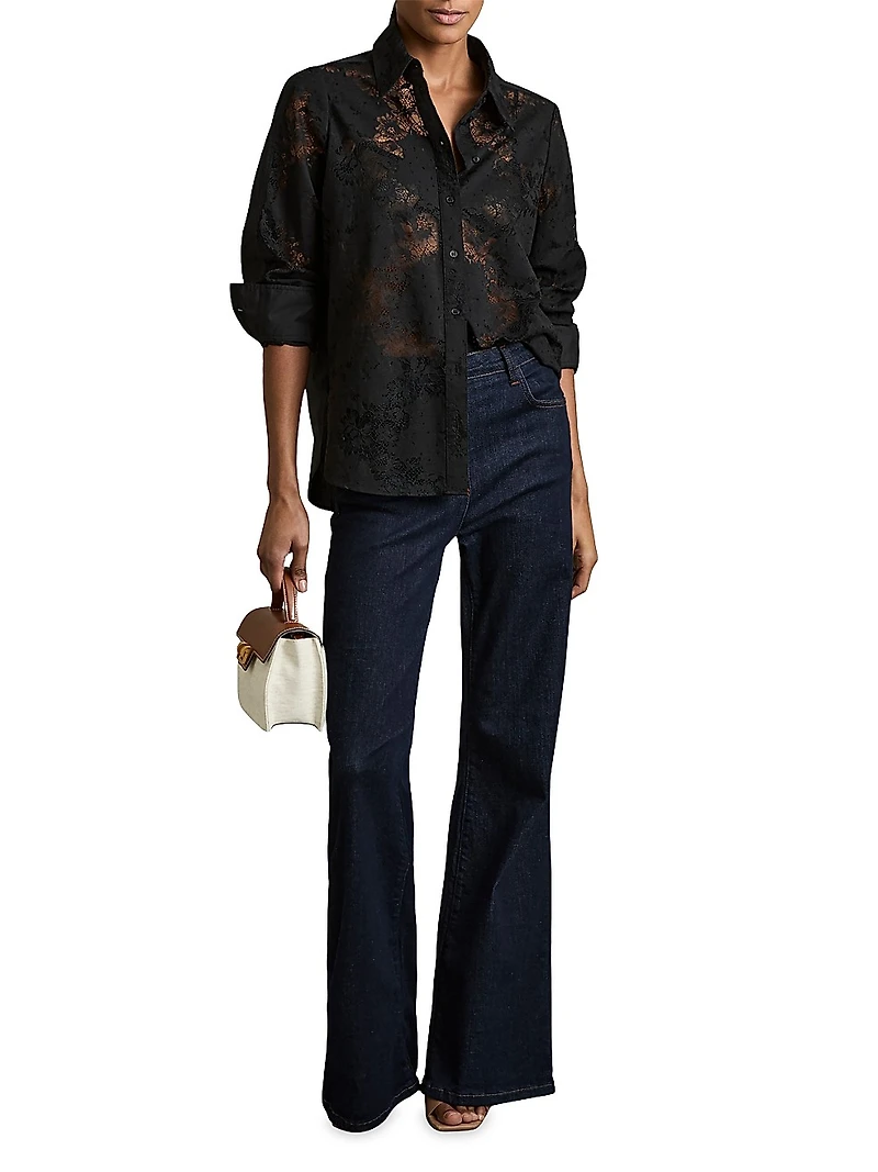 Lacey Lace-Front Blouse