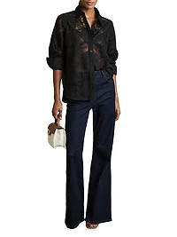 Lacey Lace-Front Blouse