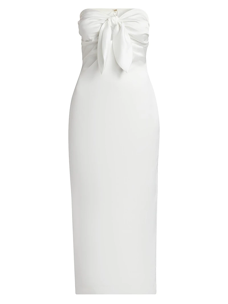 Orion Knotted Satin Midi-Dress