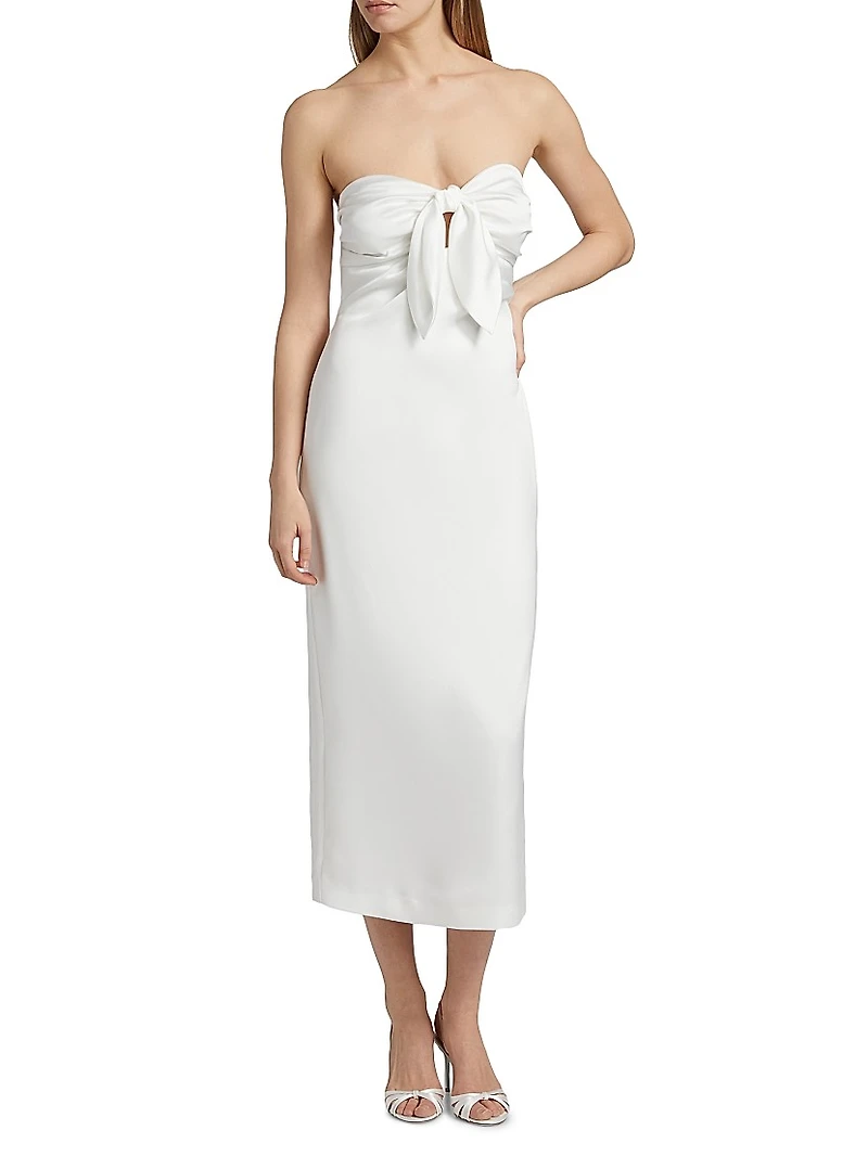 Orion Knotted Satin Midi-Dress