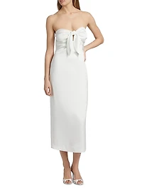 Orion Knotted Satin Midi-Dress