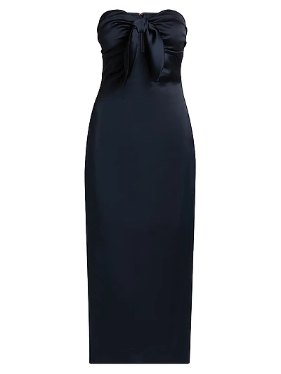 Orion Knotted Satin Midi-Dress