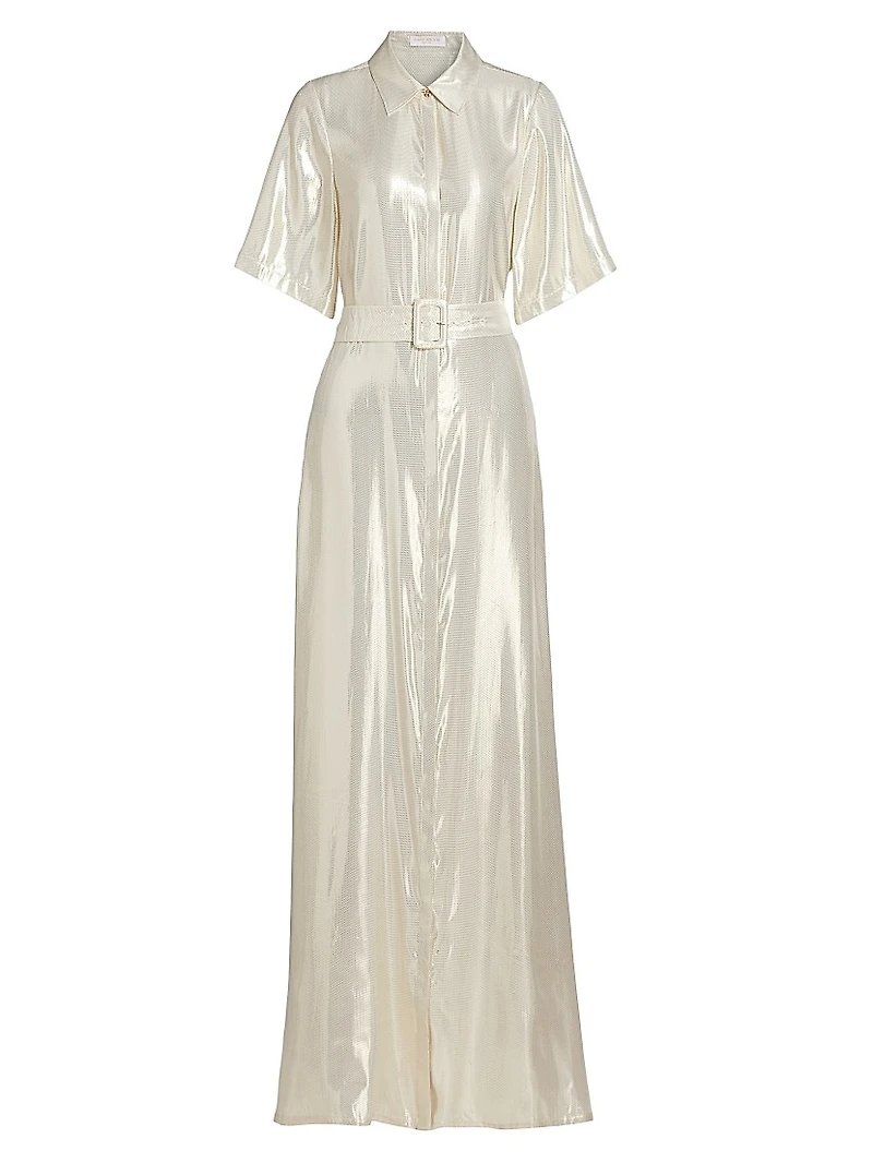 Andi Metallic Lamé Shirtdress Gown