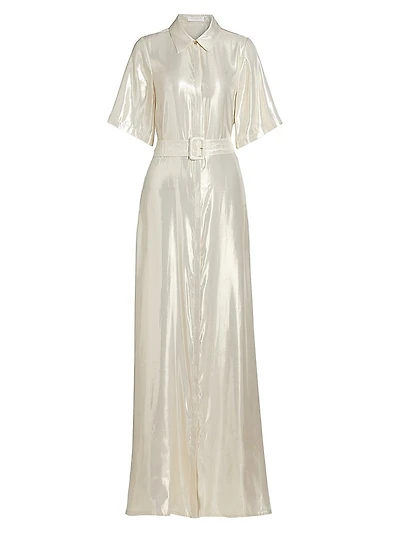 Andi Metallic Lamé Shirtdress Gown