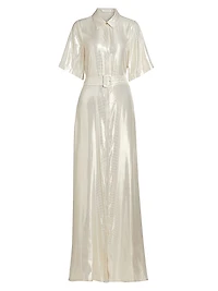 Andi Metallic Lamé Shirtdress Gown