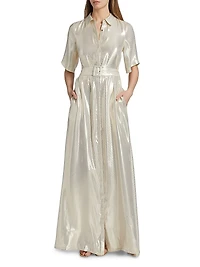 Andi Metallic Lamé Shirtdress Gown