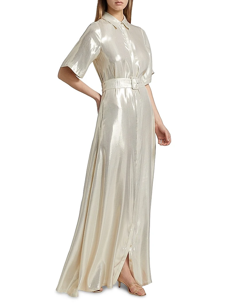 Andi Metallic Lamé Shirtdress Gown