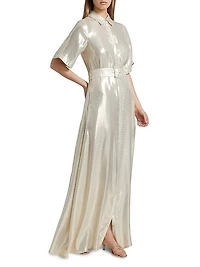 Andi Metallic Lamé Shirtdress Gown