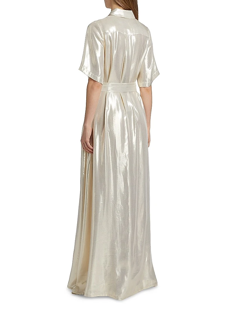 Andi Metallic Lamé Shirtdress Gown