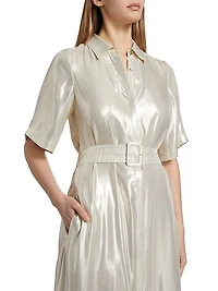 Andi Metallic Lamé Shirtdress Gown