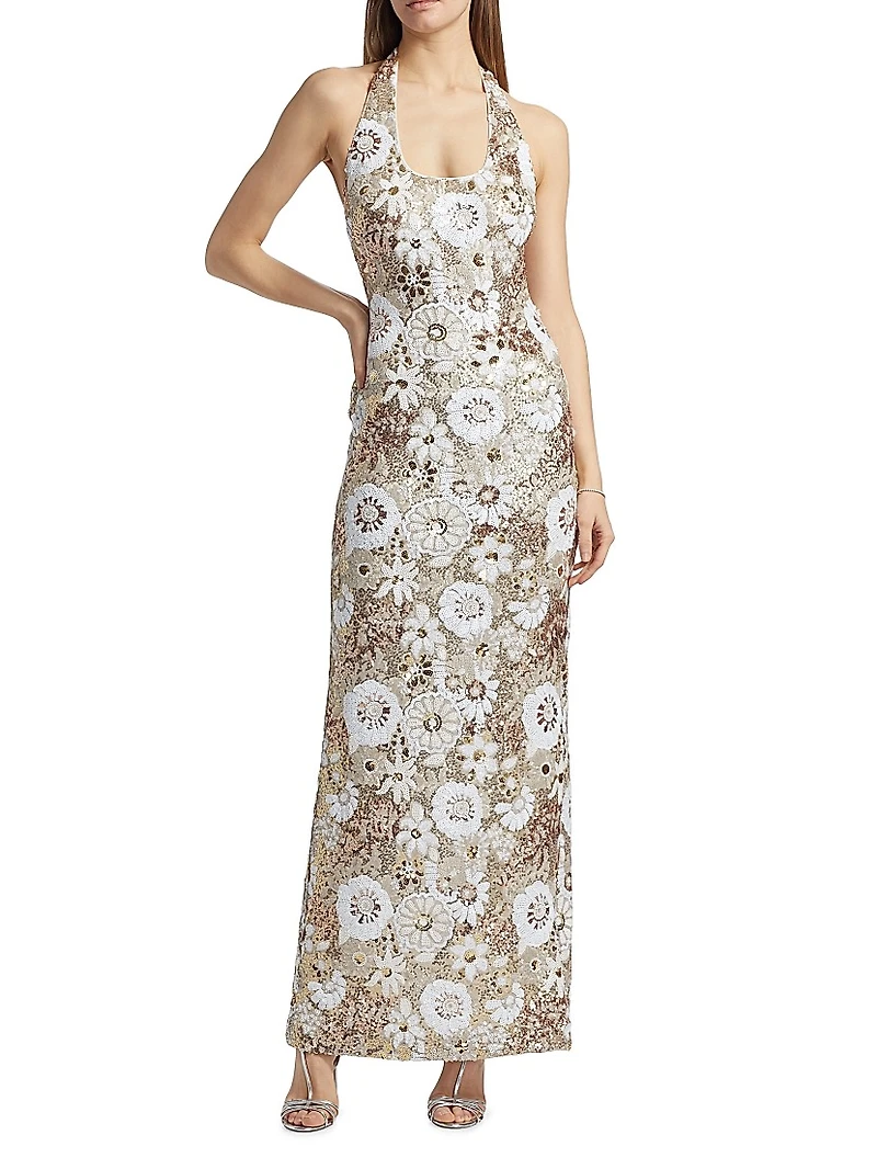 Tiffany Floral Sequin Gown
