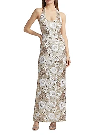 Tiffany Floral Sequin Gown