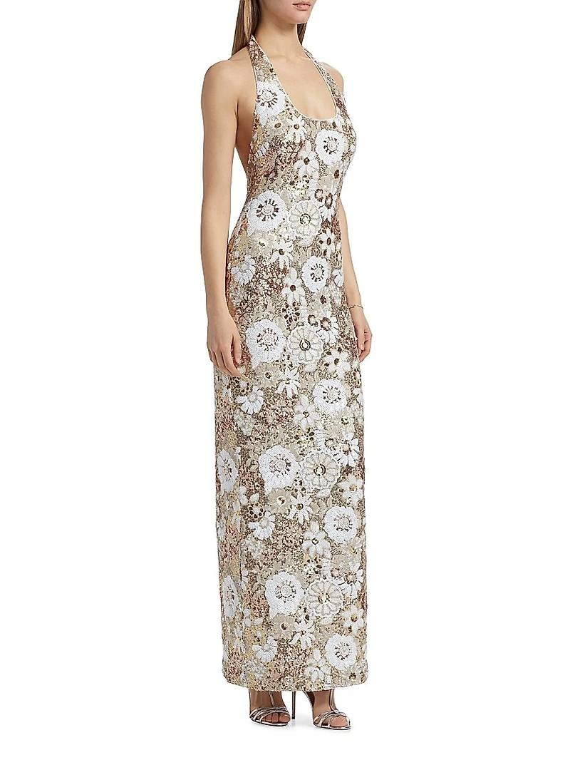 Tiffany Floral Sequin Gown