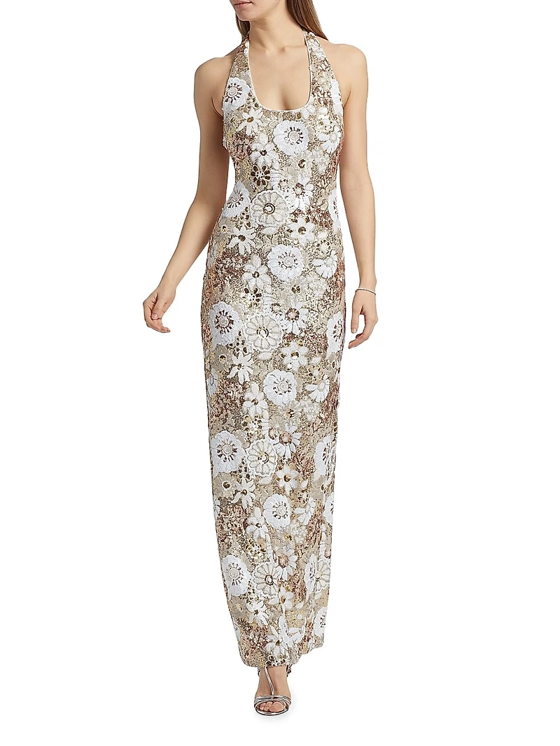 Tiffany Floral Sequin Gown