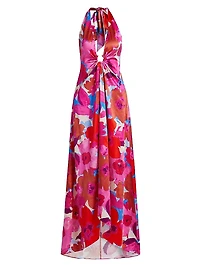 Darbi Stretch-Silk Floral Gown