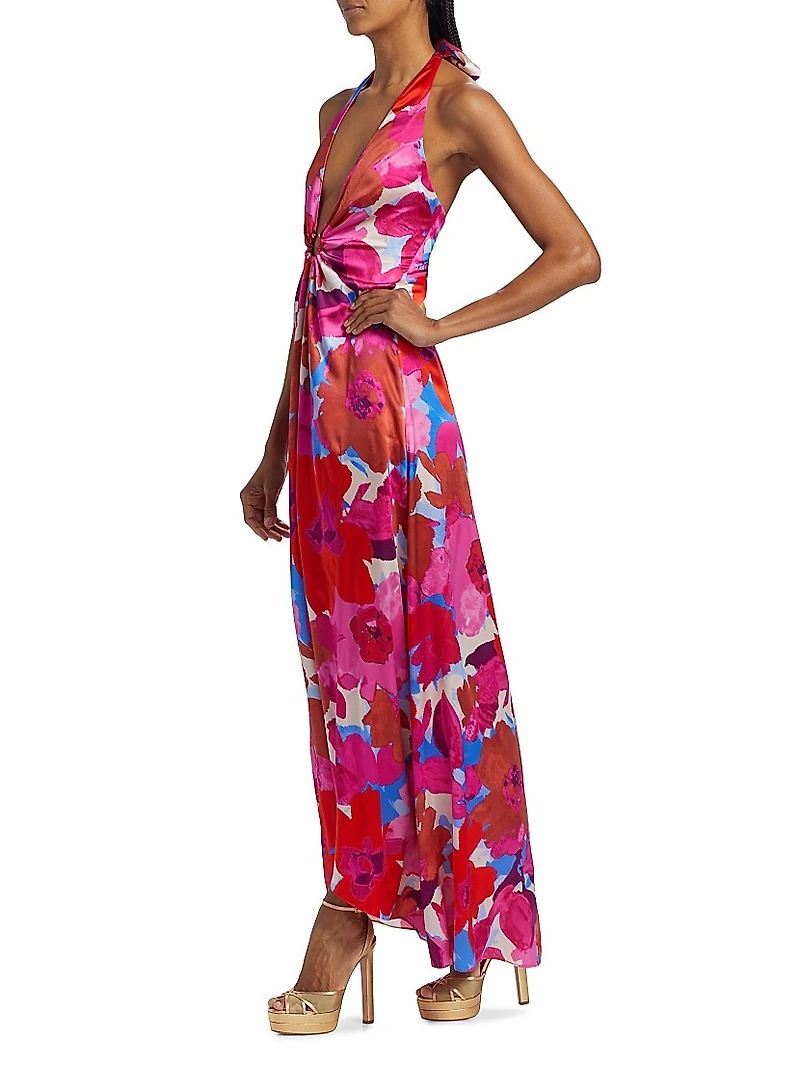 Darbi Stretch-Silk Floral Gown