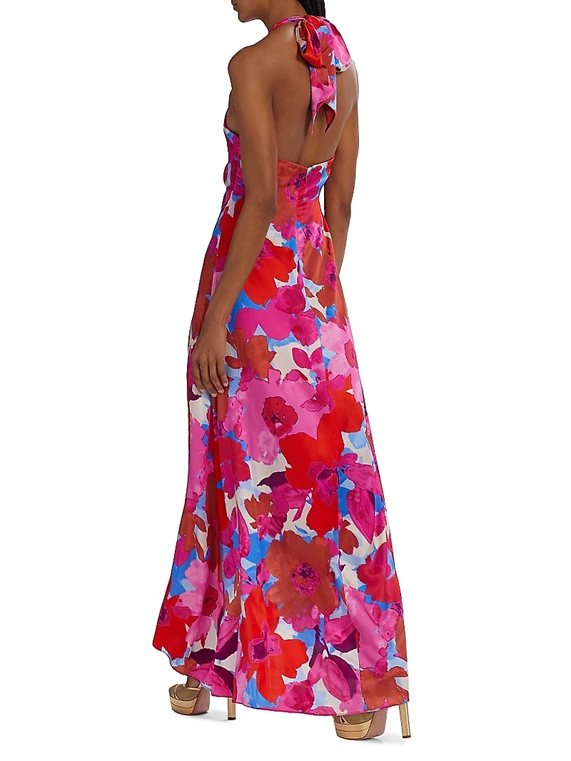 Darbi Stretch-Silk Floral Gown